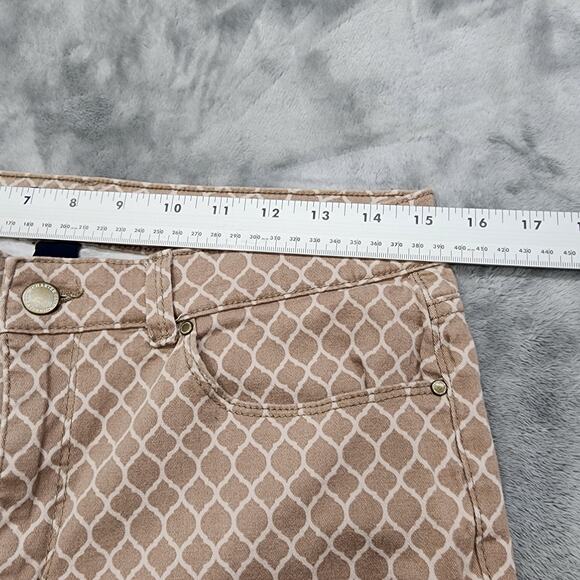 Charter Club Jeans Womens 10 Tan White Geometric Lexington Straight Leg Stretch - Picture 9 of 13